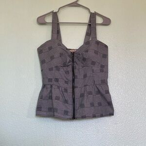 Black & white Plaid Peplum Top